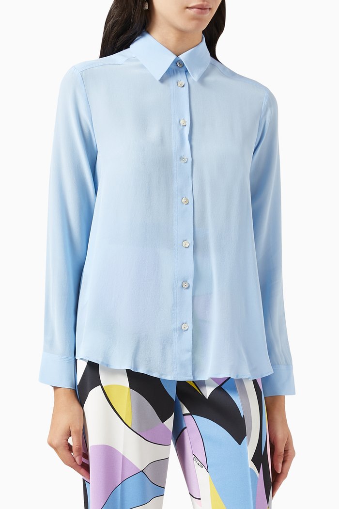 

Parata Shirt in Crepe de Chine, Blue