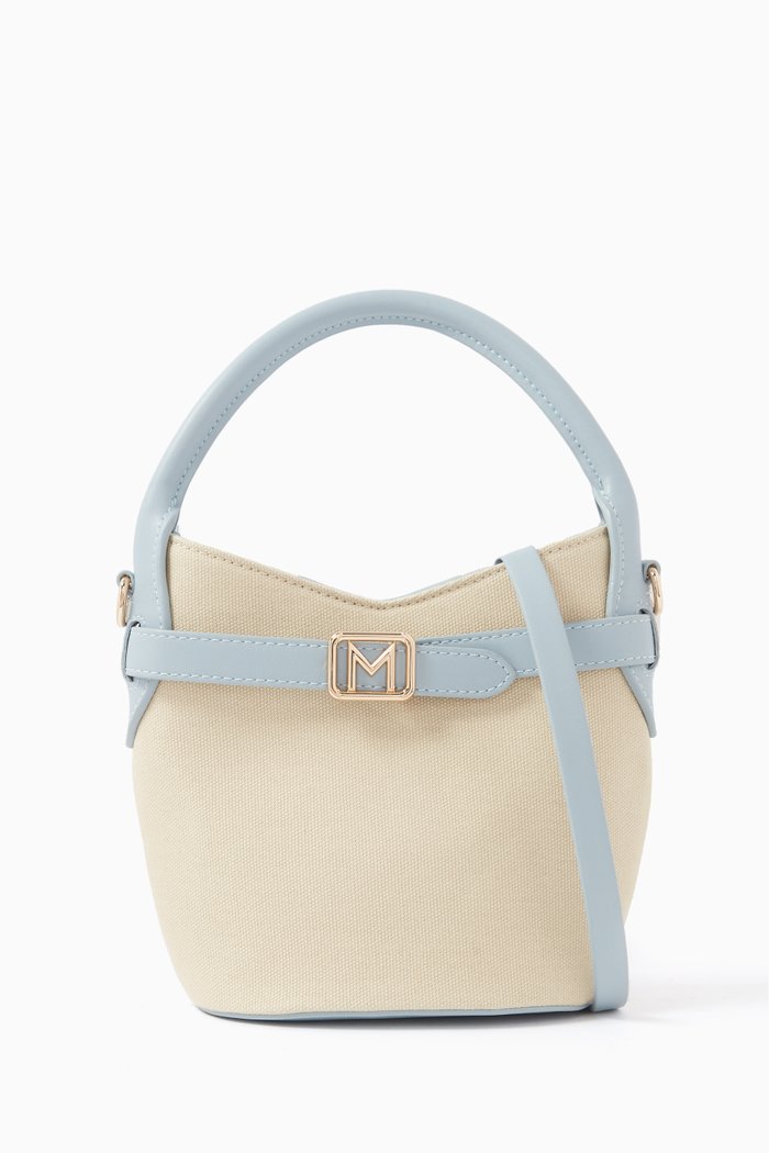 

Patrik Top Handle Bucket Bag in Cotton Canvas, Blue