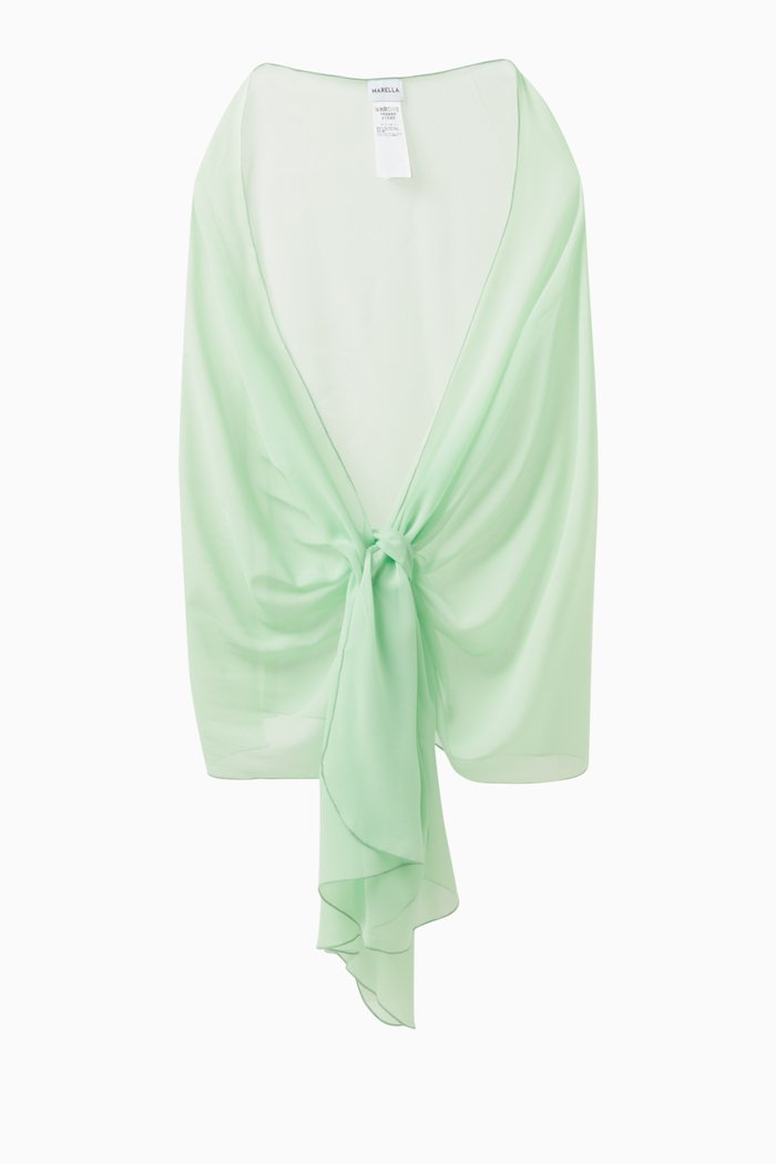 

Salato Printed Scarf in Crepe Georgette, Green