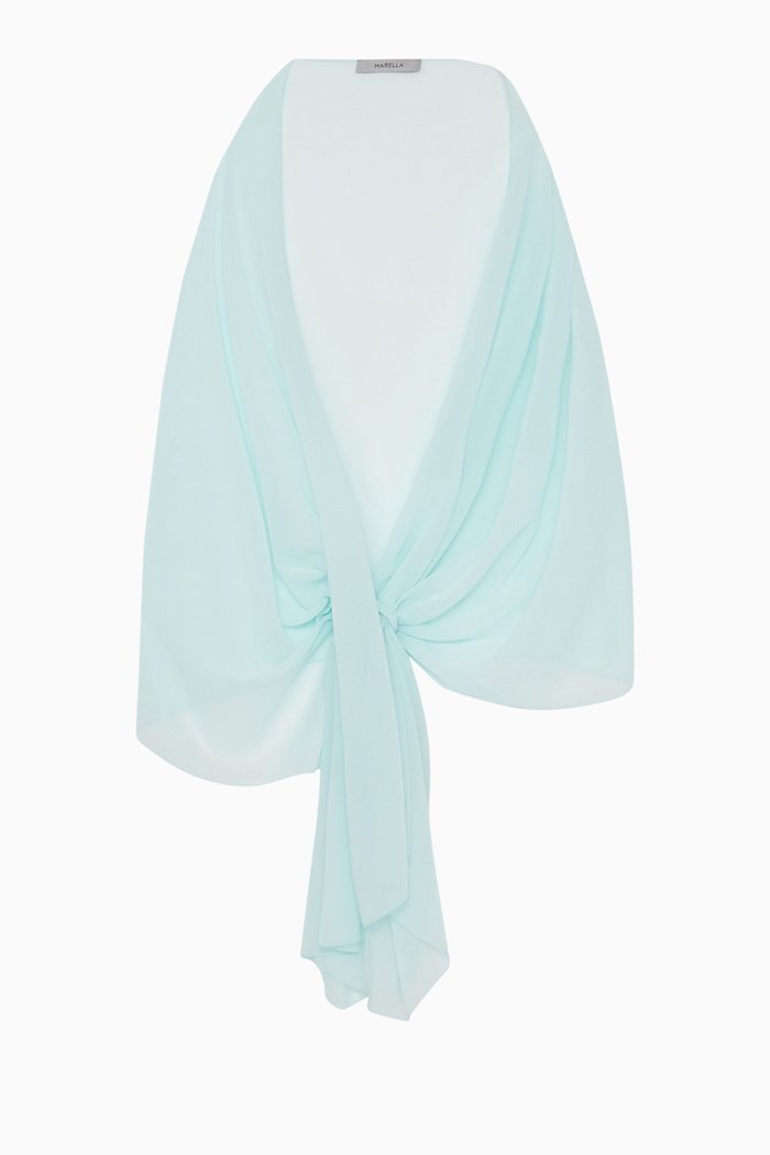 

Salato Printed Scarf in Crepe Georgette, Blue