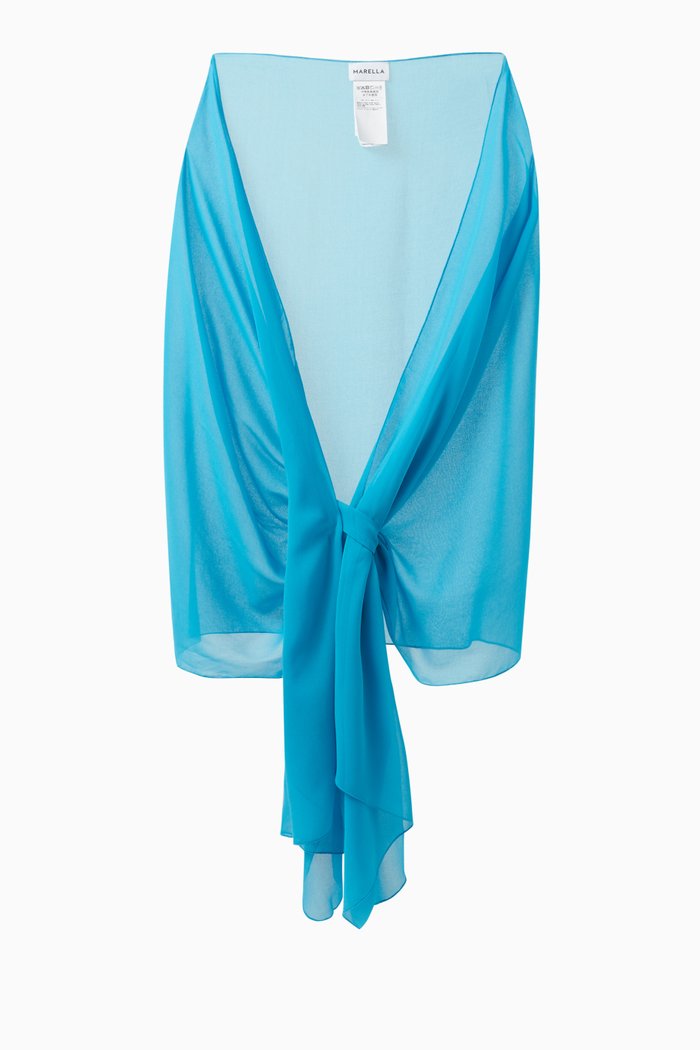 

Salato Printed Scarf in Crepe Georgette, Blue