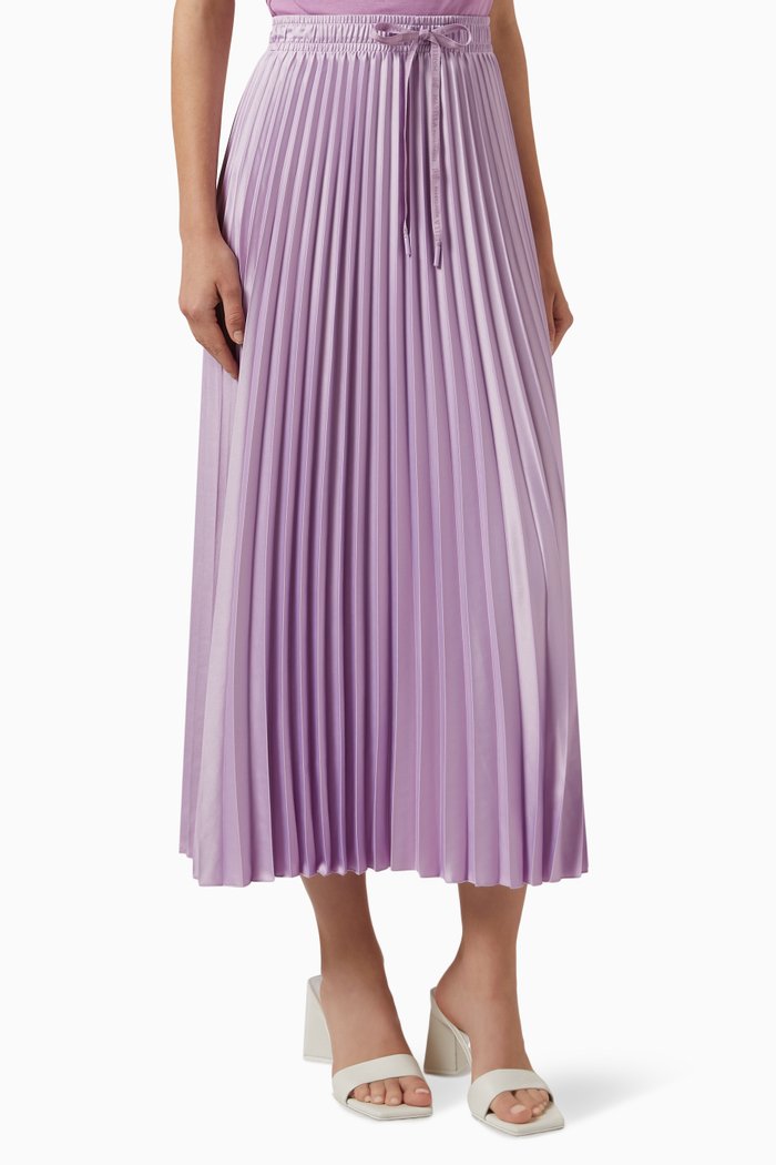 

James Pleated Skirt in Satin, Purple