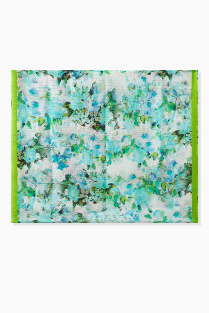 

Gina Printed Scarf in Silk, Green