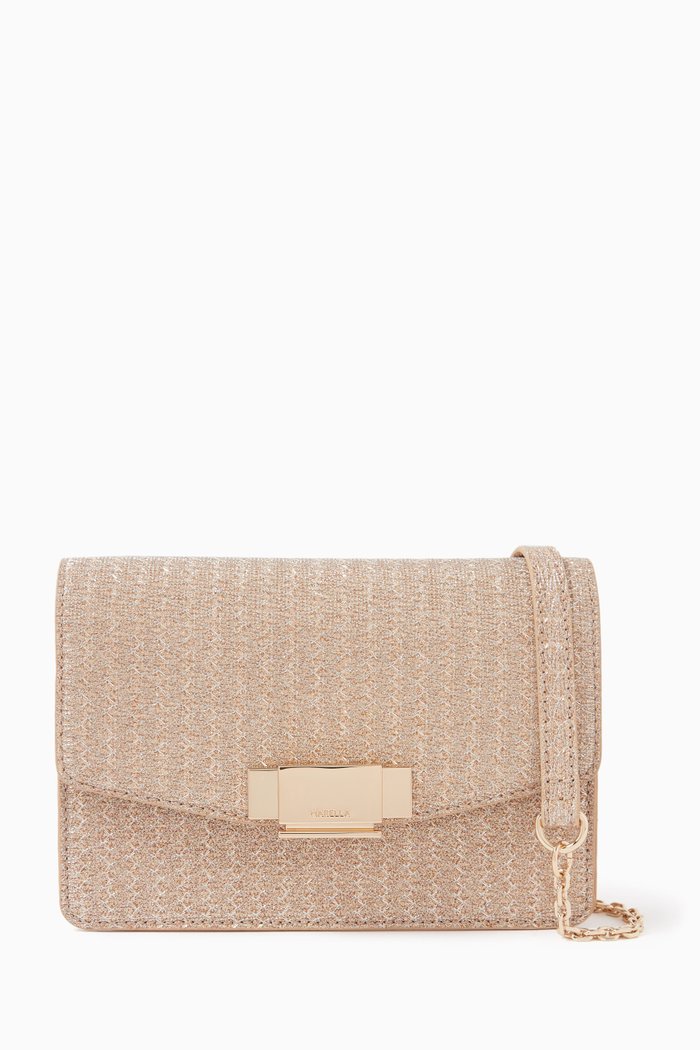 

Azzorre Flap-over Shoulder Bag in Raffia, Brown
