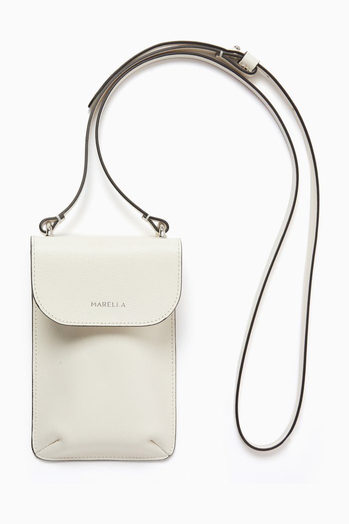 

Alicia Mobile Phone Holder in Calfskin leather, White