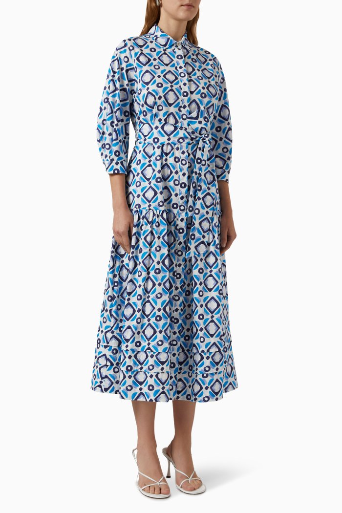

Danae Dress in Stretch Cotton, Blue
