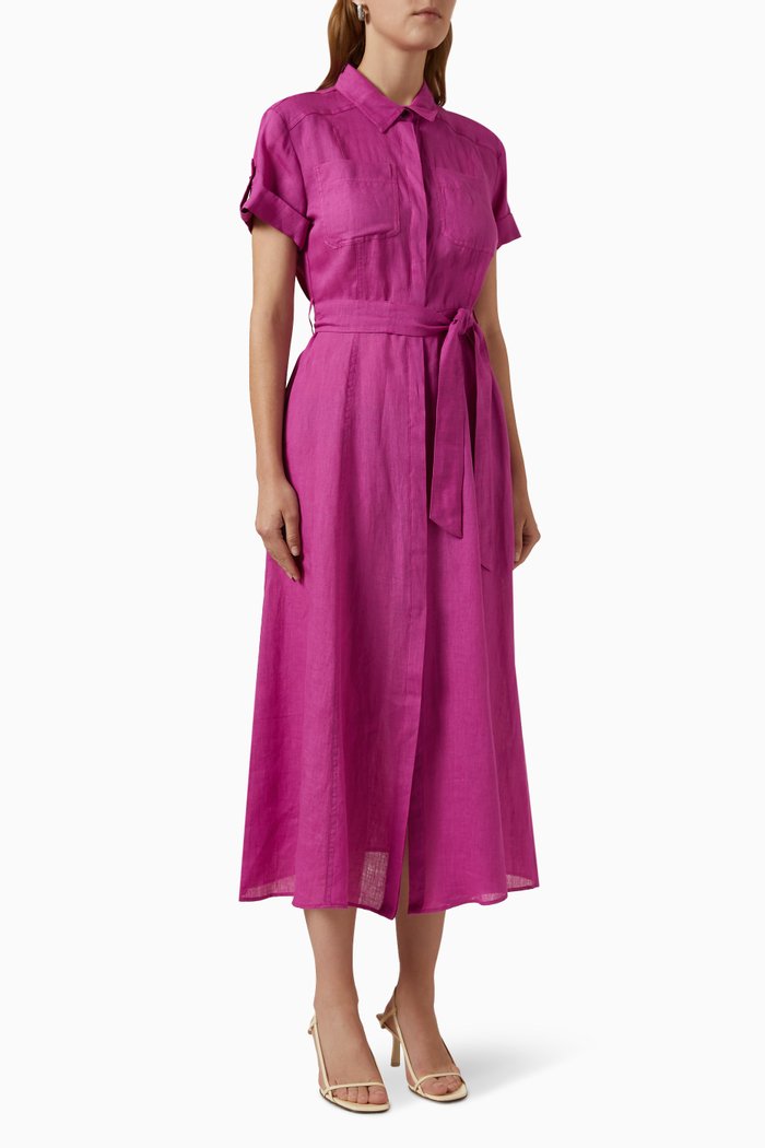 

Banca Midi Dress in Linen, Pink