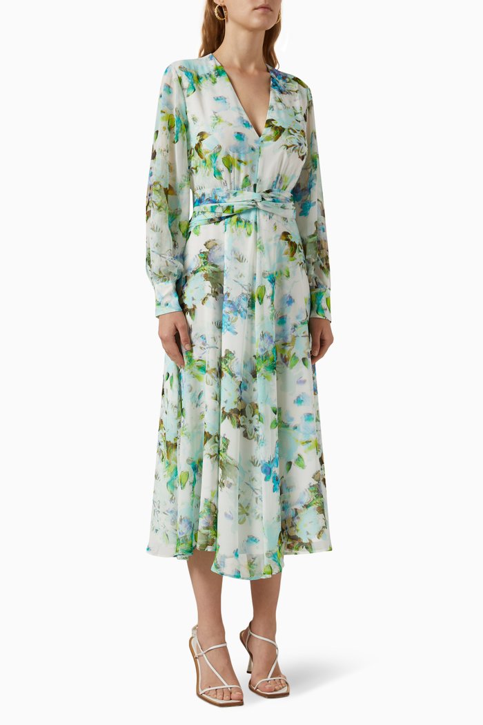 

Fervore Midi Dress in Georgette, Green