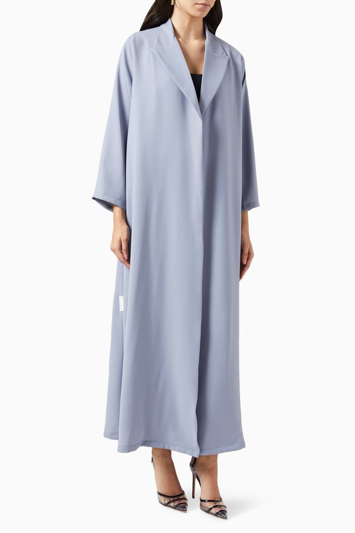 

Peak Lapel Jacket Abaya in Crush Cotton, Grey