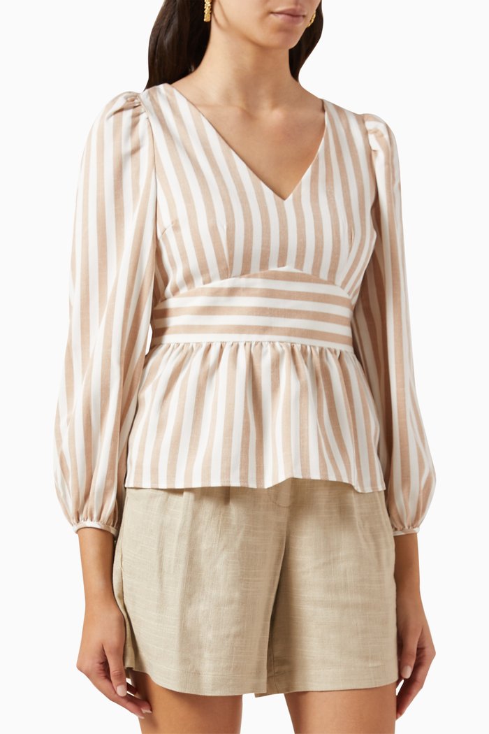 

Yasplaza Stripe Pattern Top, Neutral