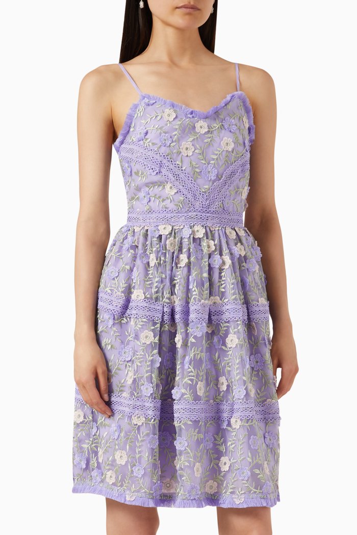 

Yasosca Mini Dress in Lace, Purple