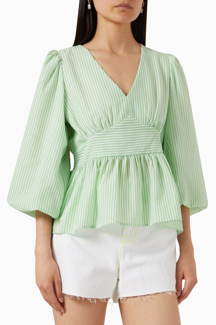 

Yasttia Stripe Pattern Top, Green