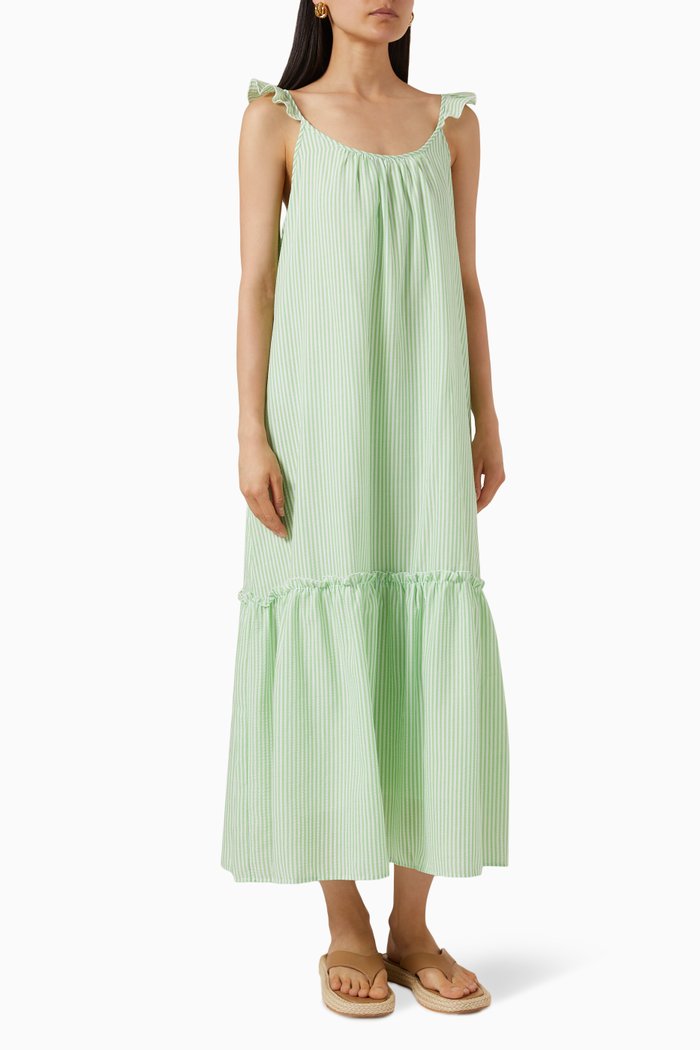 

Yastia Midi Dress in Organic Cotton, Green
