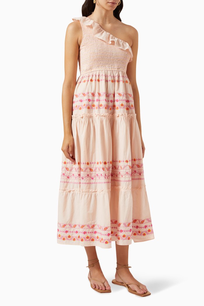 

Yasfinna Embroidered Dress in Cotton, Pink