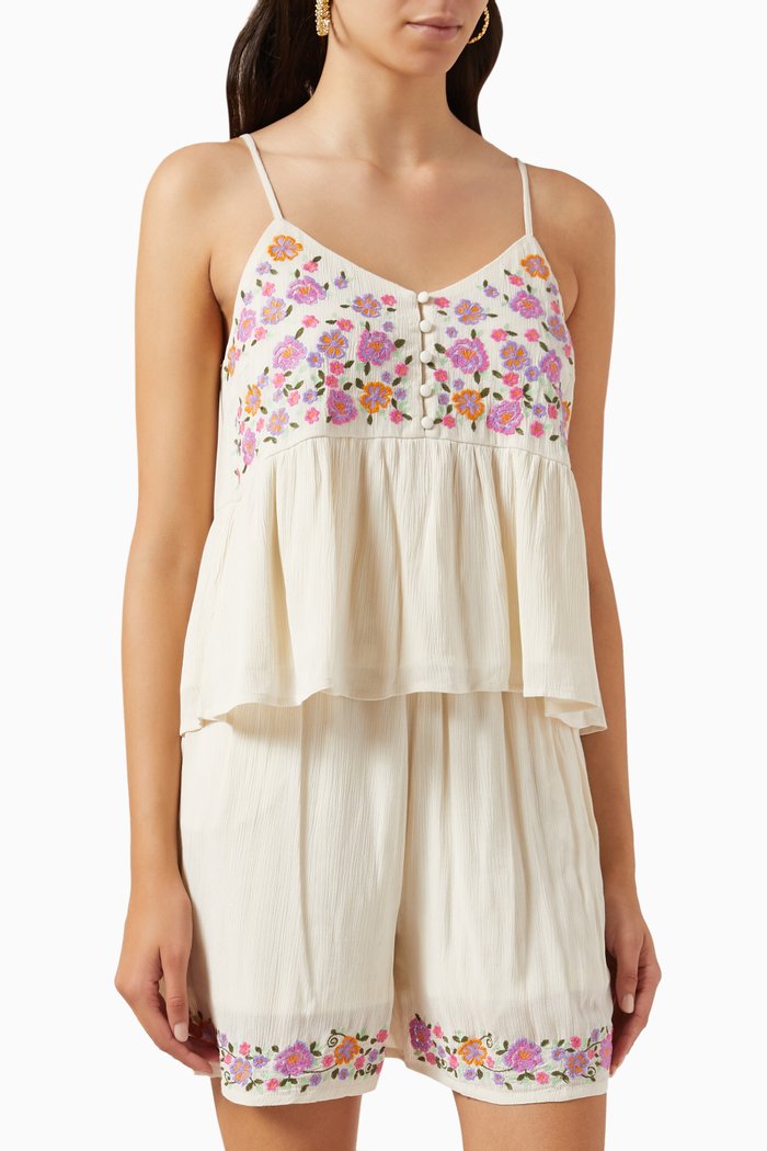 Yasmichella Floral Top in Viscose, Neutral