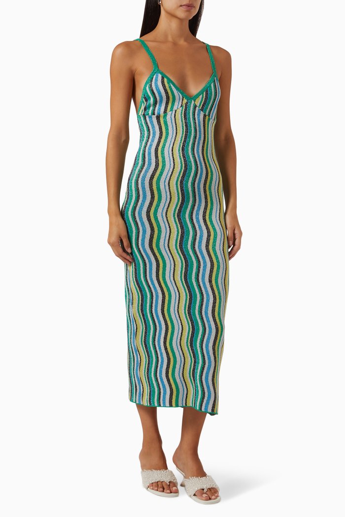 

Comet Midi Dress in Viscose-lurex Knit, Green