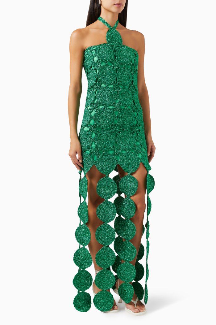 

Beep Beep Maxi Dress in Lurex Knit, Green