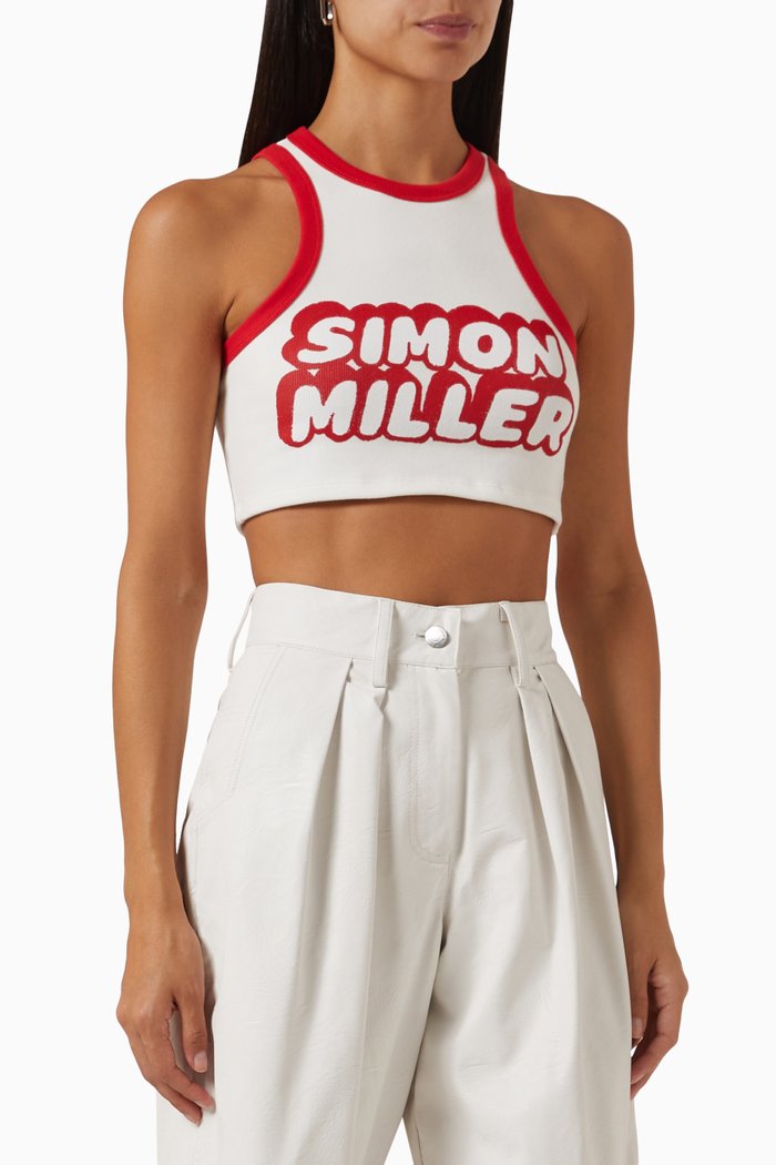 

Dibby Logo Crop Tank Top in Stretch Cotton-jersey, White