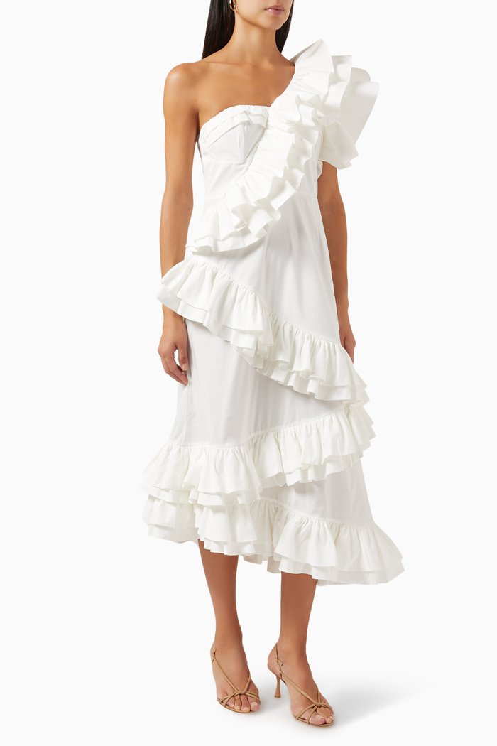 

Ezili Ruffled Midi Dress, White