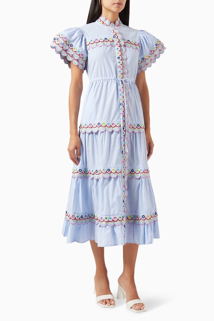 

Anchor Striped Midi Dress, Blue