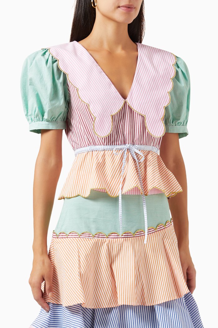 

Caspian Striped Peplum Top, Multicolour