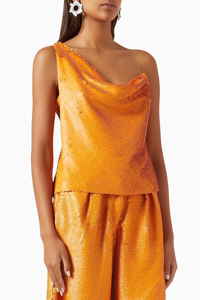 

Turvy Sequin-embellished Top, Orange