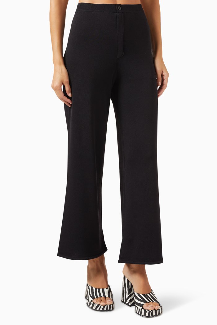 

Cropped Jabber Pants in Viscose, Black