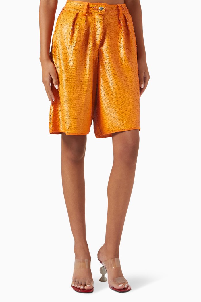 

Didi Sequin-embellished Bermuda Shorts, Orange