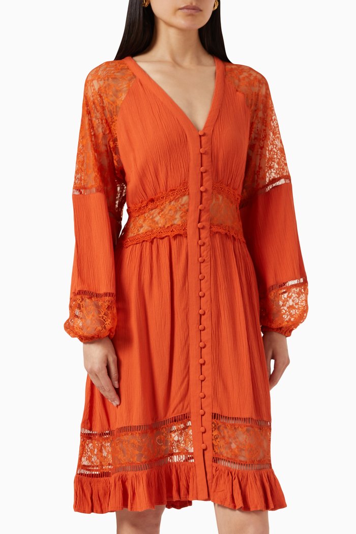 

Yasmeza Midi Dress in Viscose, Orange