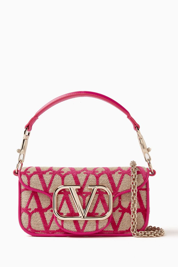 

Valentino Garavani Small Locò Toile Iconographe Shoulder Bag in Cotton blend, Pink