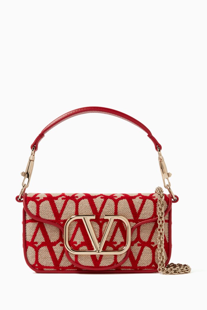 

Valentino Garavani Small Locò Toile Iconographe Shoulder Bag in Cotton blend, Red