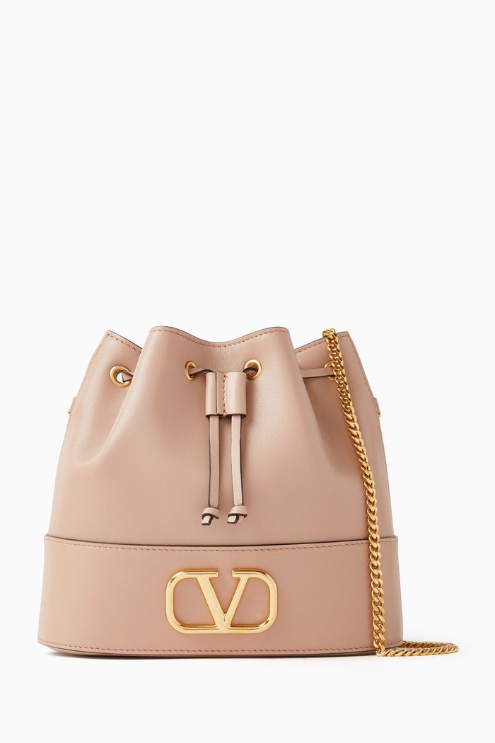 

Valentino Garavani Mini VLOGO Bucket Bag in Nappa, Pink