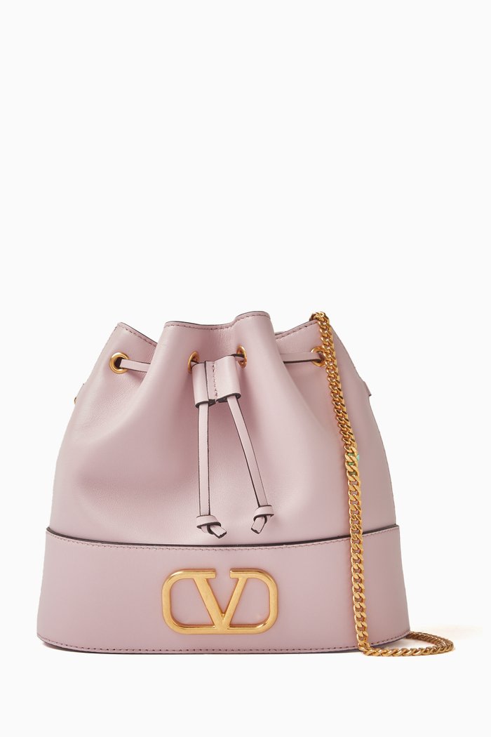 

Valentino Garavani VLOGO Signature Mini Bucket Bag in Nappa Leather, Purple