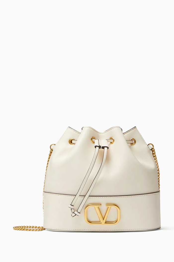 

Valentino Garavani VLOGO Signature Mini Bucket Bag in Nappa Leather, White