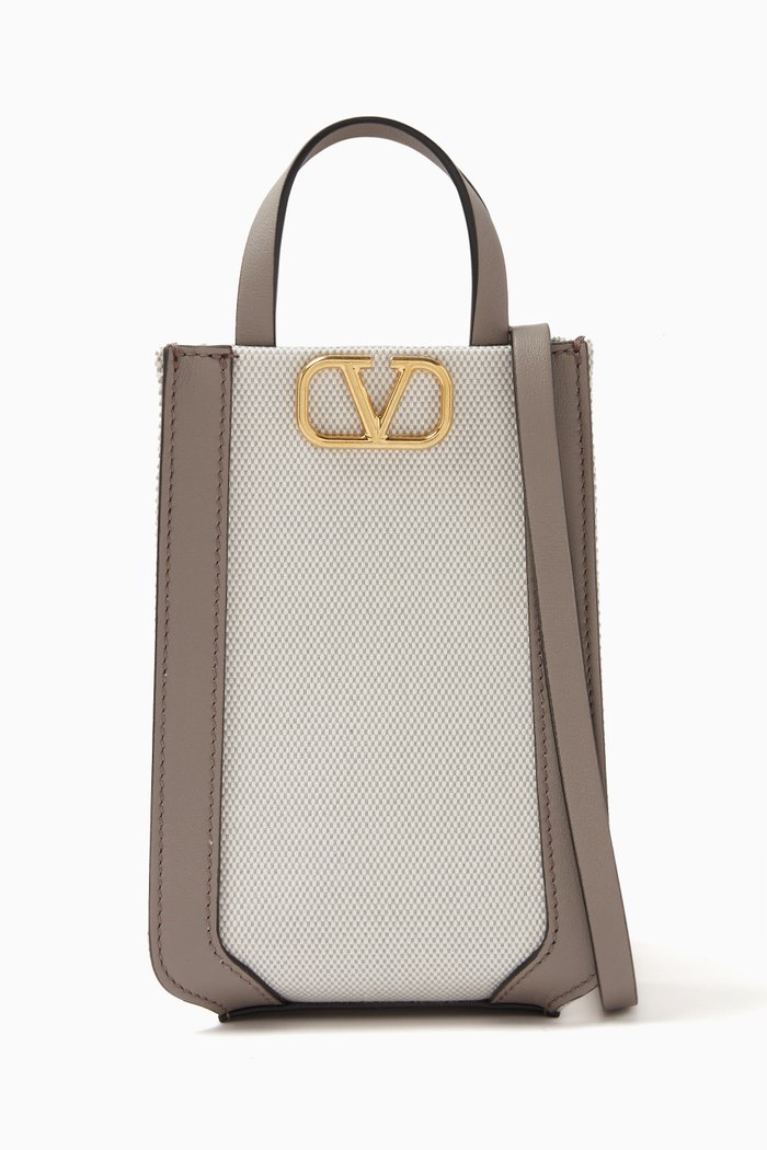 

Valentino Garavani VLOGO Signature Phone Case with Strap in Canvas, Neutral