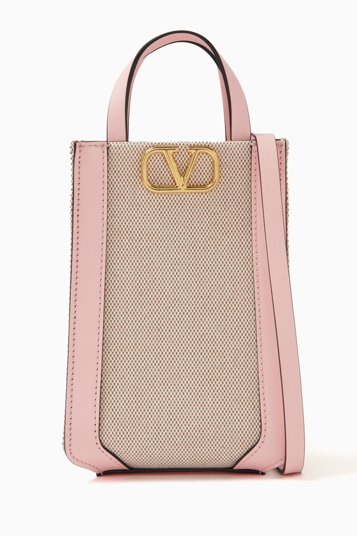 

Valentino Garavani VLOGO Signature Phone Case with Strap in Canvas, Pink