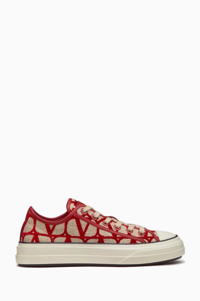 

Valentino Garavani Toile Iconographe Low-top Sneakers in Canvas & Leather, Red