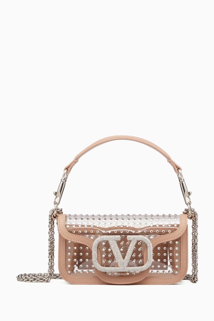

Valentino Garavani Small Locò Shoulder Bag in Swarovski® Crystals Plexi, Pink