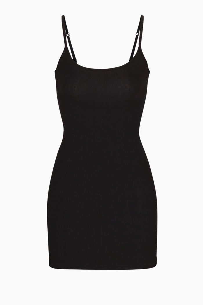 

Soft Lounge Mini Slip Dress in Stretch-modal, Black