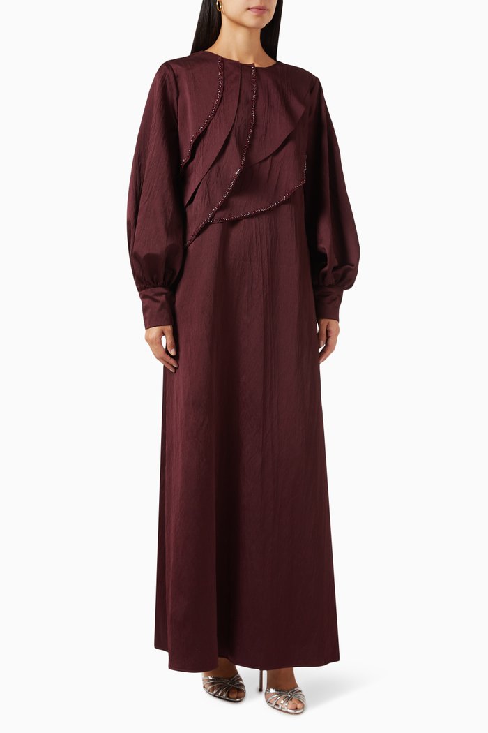 

Embellished Overlay Maxi Dress, Red