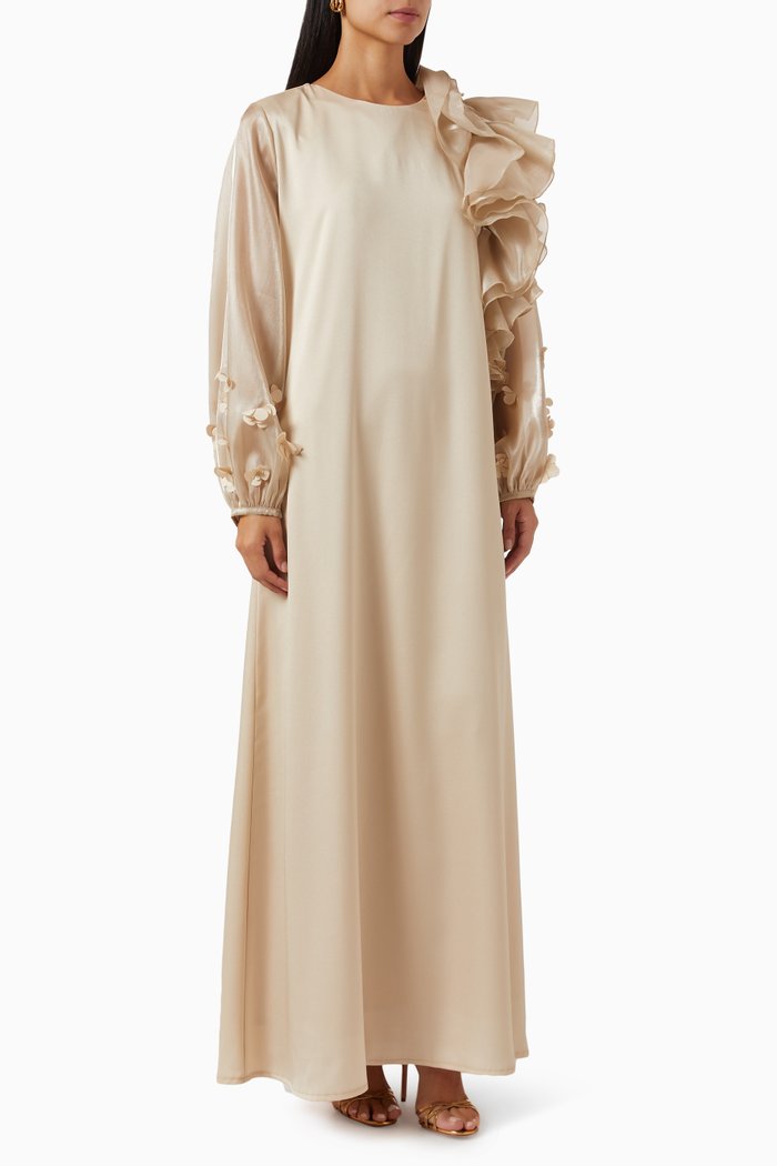 

Detachable Ruffle Maxi Dress, Gold