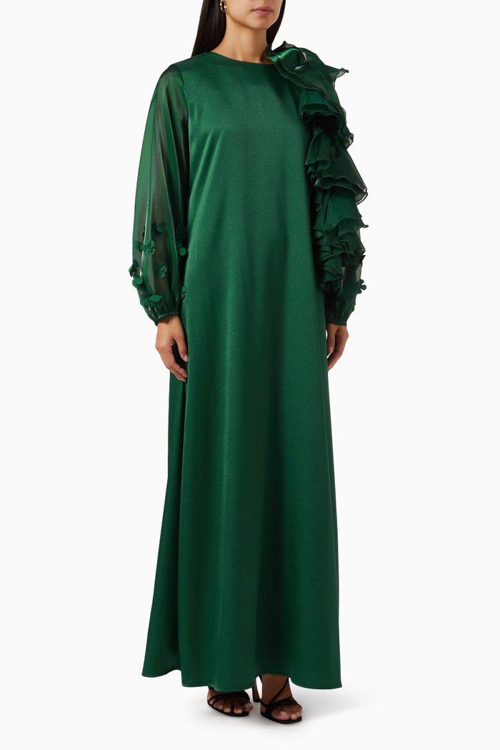 

Detachable Ruffle Maxi Dress, Green