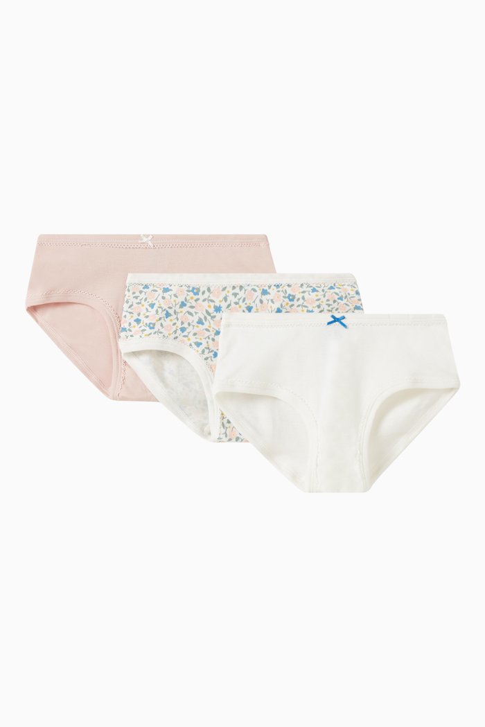 

Floral Briefs in Cotton, Set of 3, Multicolour