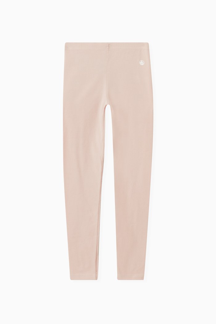 Logo Print Leggings in Cotton Stretch, Pink