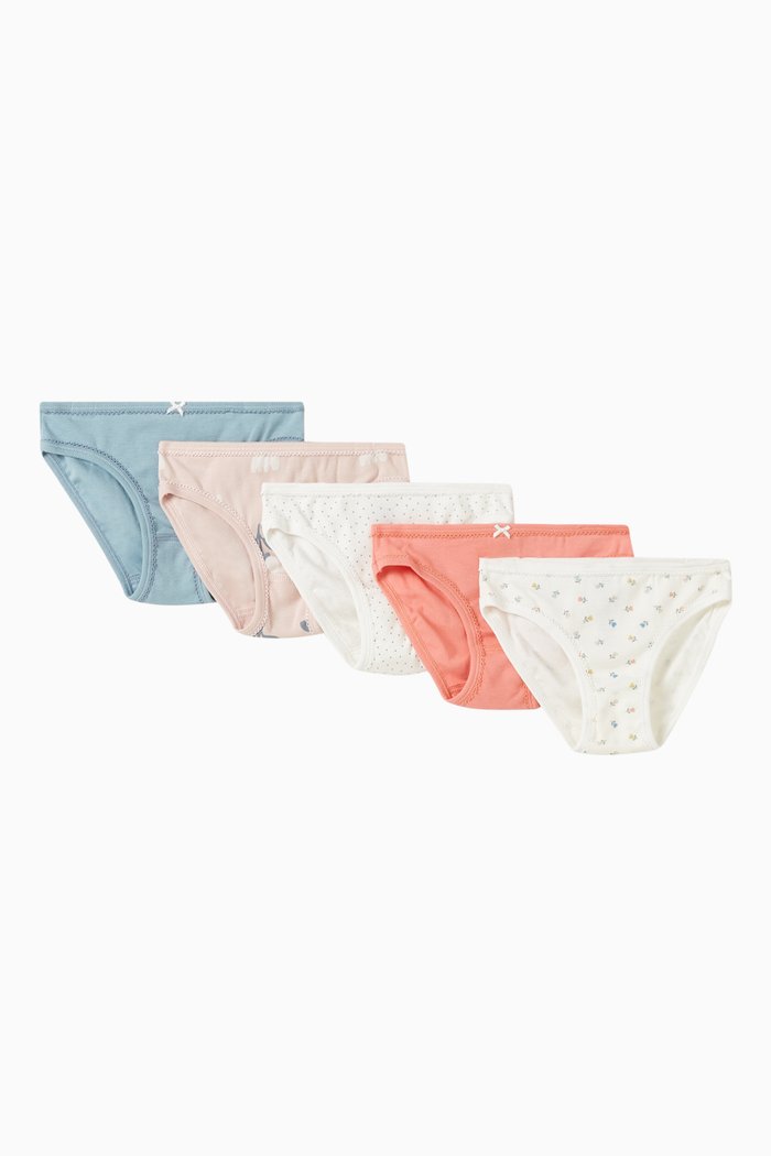 

Tulip Patterned Briefs in Cotton, Set of 5, Multicolour