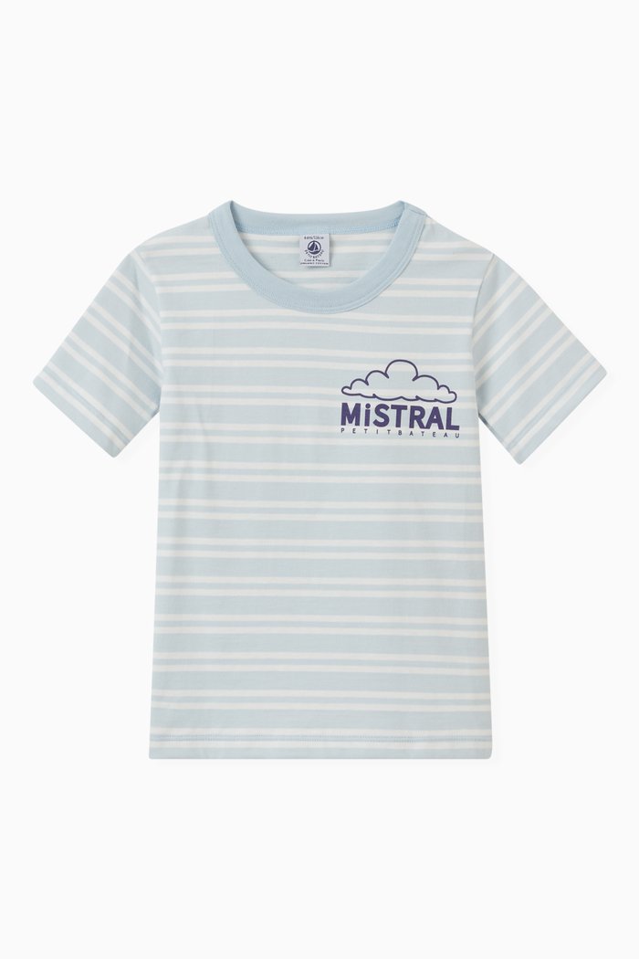 

Striped Graphic T-shirt in Cotton Jersey, Multicolour