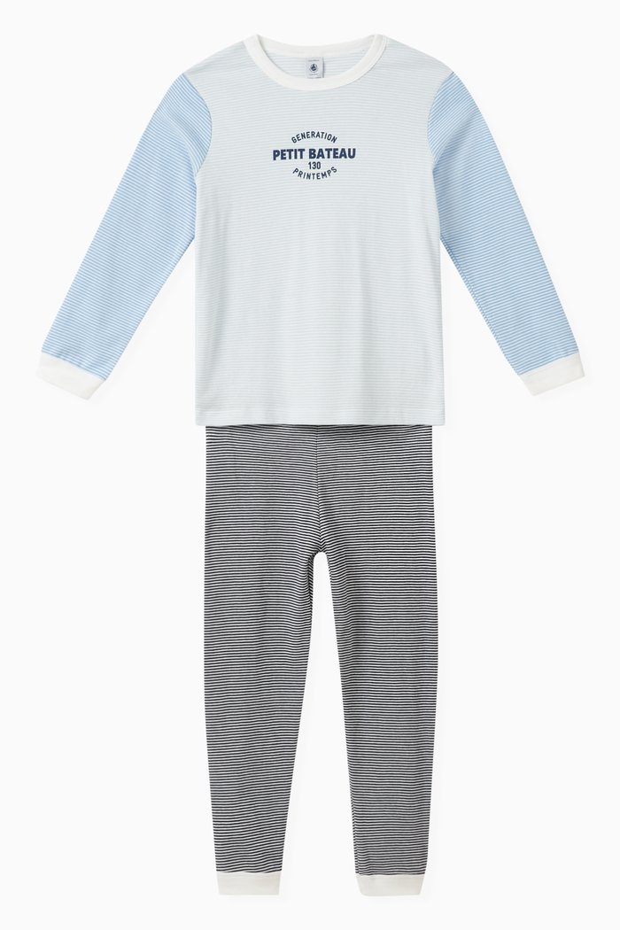 

Pinstriped Pyjamas Set in Cotton, Multicolour