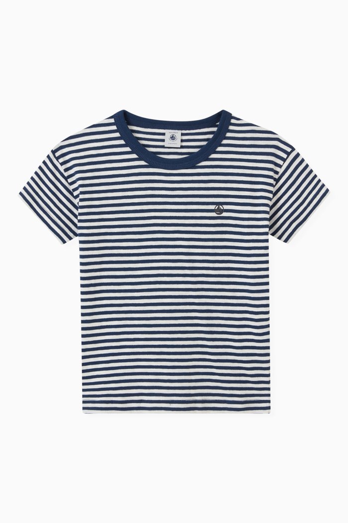 

Striped Logo T-shirt in Cotton Slub Jersey, Multicolour
