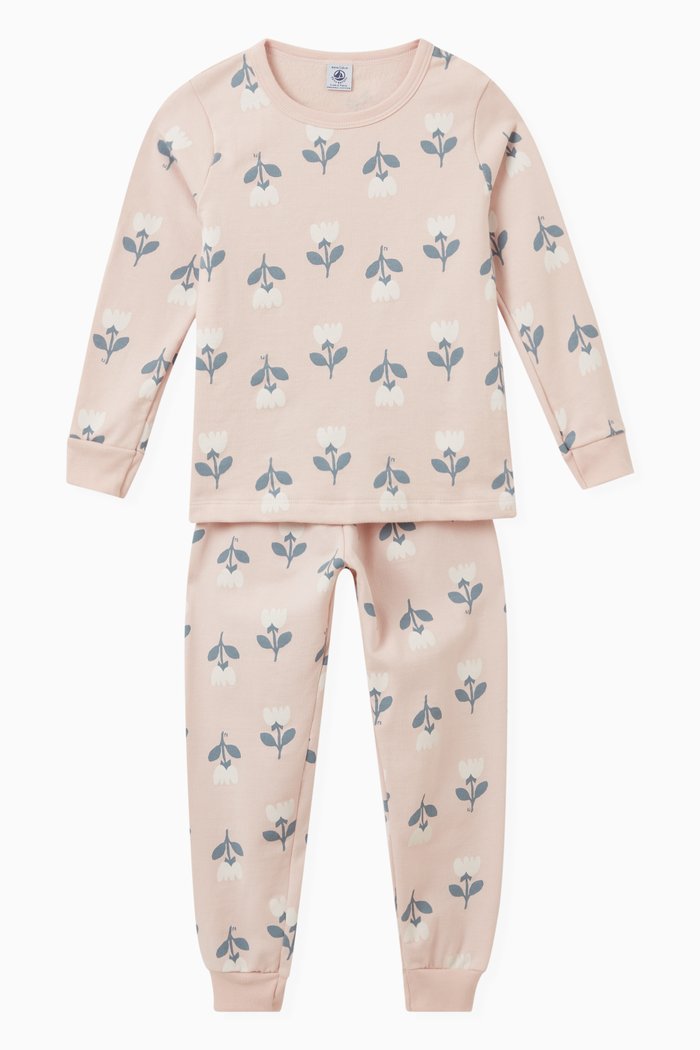

Floral Print Pyjamas Set in Cotton Fleece, Multicolour