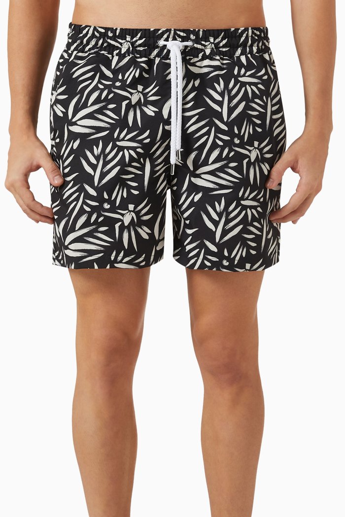 

Abstract Print Board Swim Shorts, Black